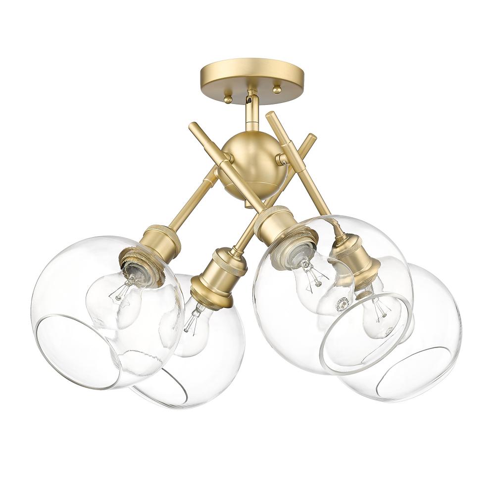 Axel BCB Semi-Flush in Brushed Champagne Bronze with Clear Glass Shade