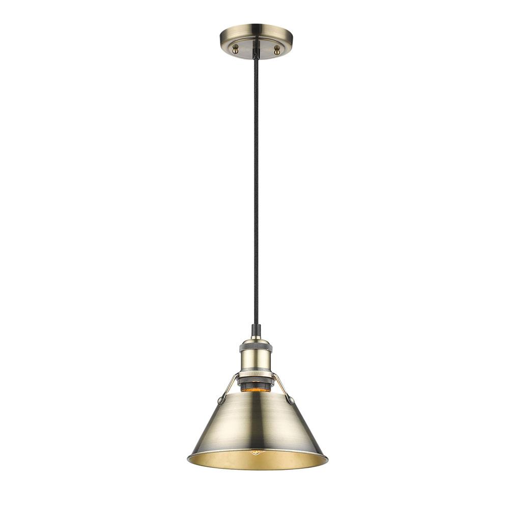 Orwell AB Small Pendant - 7" in Aged Brass with Aged Brass shade