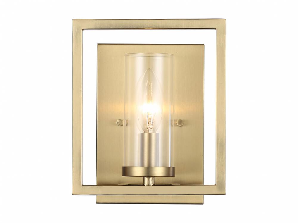 Marco 1-Light Wall Sconce in Brushed Champagne Bronze with Clear Glass