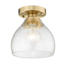  1094-SF BCB-HCG - Ariella BCB Semi-Flush in Brushed Champagne Bronze with Hammered Clear Glass Shade