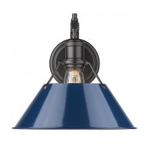 Golden 3306-1W BLK-NVY - Orwell 1-Light Wall Sconce in Matte Black with Matte Navy