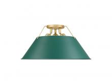 Golden 3306-3FM BCB-GN - Orwell 3-Light Flush Mount in Brushed Champagne Bronze with Pine Green