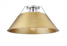  3306-3FM CH-BCB - Orwell CH 3 Light Flush Mount in Chrome with Brushed Champagne Bronze shade