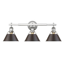  3306-BA3 CH-RBZ - Orwell CH 3 Light Bath Vanity in Chrome with Rubbed Bronze shades