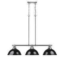 Golden 3602-3LP CH-BK - Duncan 3-Light Linear Pendant in Chrome with Black