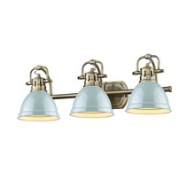  3602-BA3 AB-SF - Duncan 3-Light Bath Vanity in Aged Brass with Seafoam