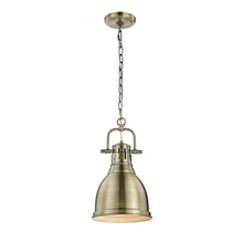  3602-S AB-AB - Duncan Small Pendant with Chain in Aged Brass with Aged Brass