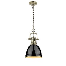  3602-S AB-BK - Duncan Small Pendant with Chain in Aged Brass with Black