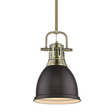  3604-S AB-RBZ - Duncan Small Pendant with Rod in Aged Brass with Rubbed Bronze