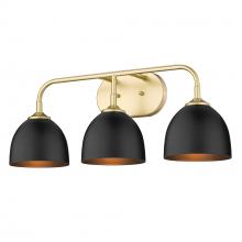  6956-BA3 OG-BLK - Zoey 3-Light Bath Vanity in Olympic Gold with Matte Black Shade