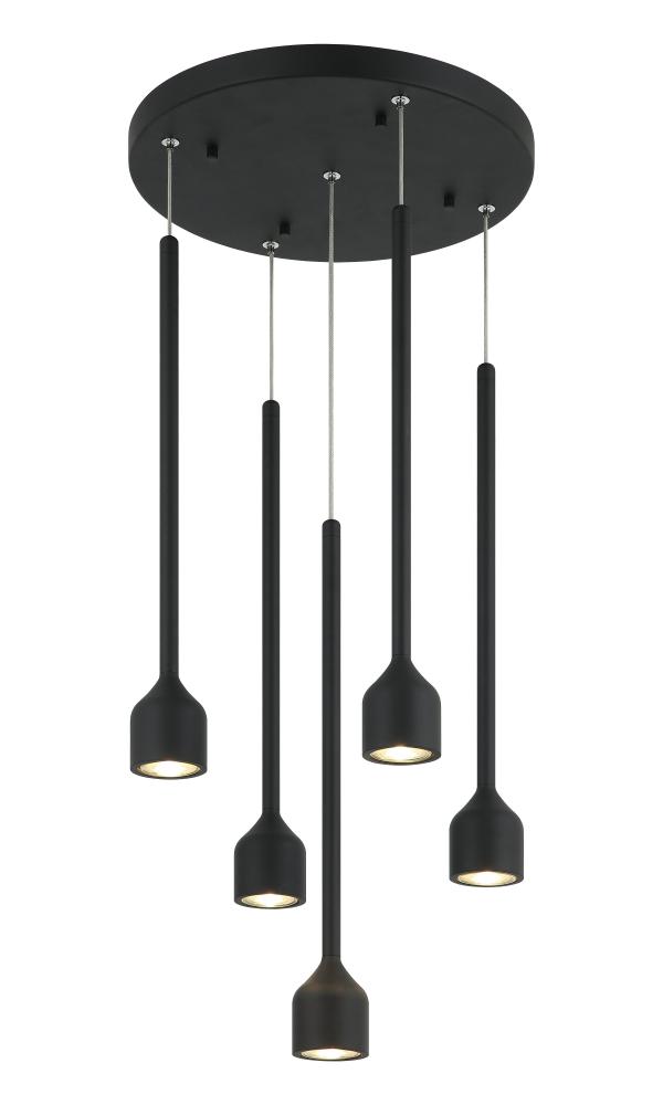 5 LT "LUMENAGIO" MATTE BLACK LED GU 10W PENDANT