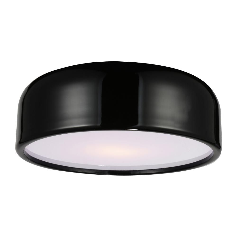 Campton 3 Light Drum Shade Flush Mount With Black Finish