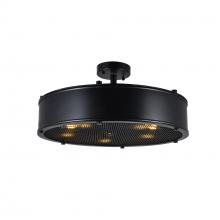  9904C20-5-101 - Tigris 5 Light Drum Shade Flush Mount With Black Finish