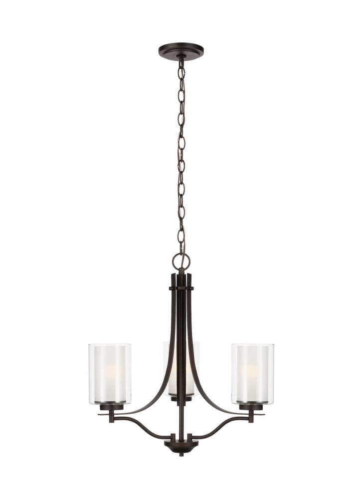 Elmwood Park traditional 3-light LED indoor dimmable ceiling chandelier pendant light in bronze fini
