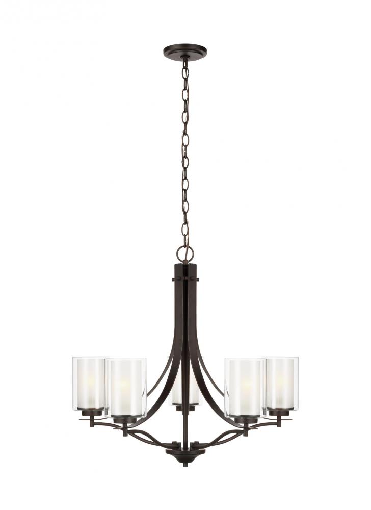 Elmwood Park traditional 5-light LED indoor dimmable ceiling chandelier pendant light in bronze fini