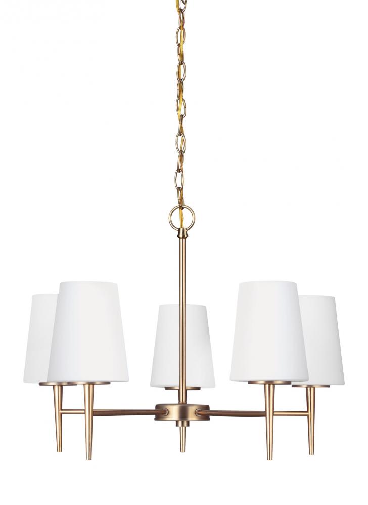 Driscoll contemporary 5-light LED indoor dimmable ceiling chandelier pendant light in satin brass go