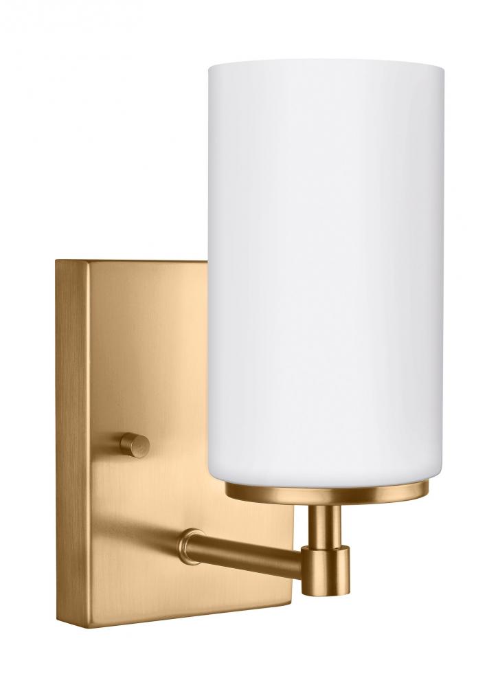 Alturas contemporary 1-light LED indoor dimmable bath vanity wall sconce in satin brass gold finish