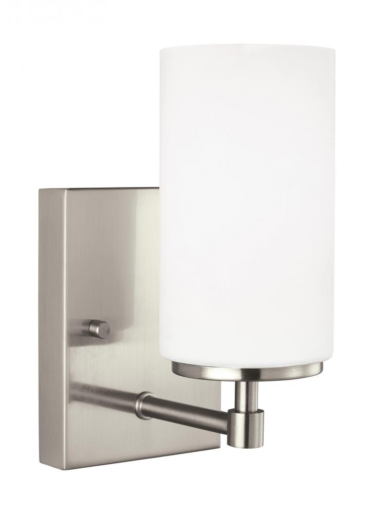 Alturas contemporary 1-light LED indoor dimmable bath vanity wall sconce in brushed nickel silver fi