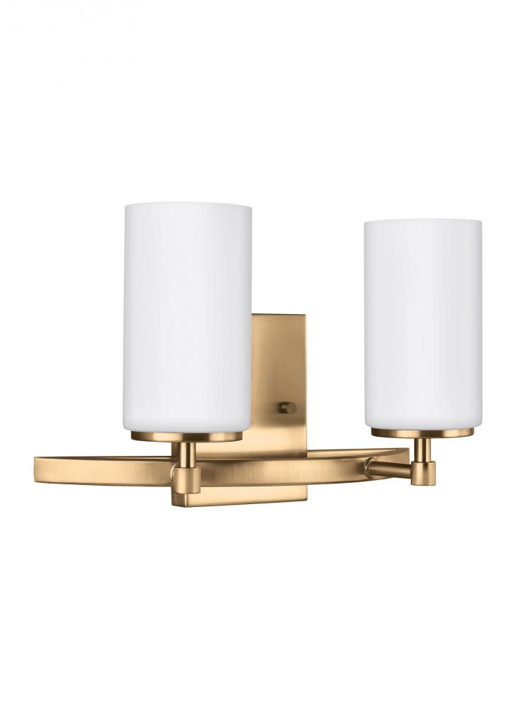 Alturas contemporary 2-light LED indoor dimmable bath vanity wall sconce in satin brass gold finish