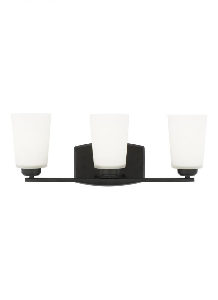 Franport transitional 3-light LED indoor dimmable bath vanity wall sconce in midnight black finish w