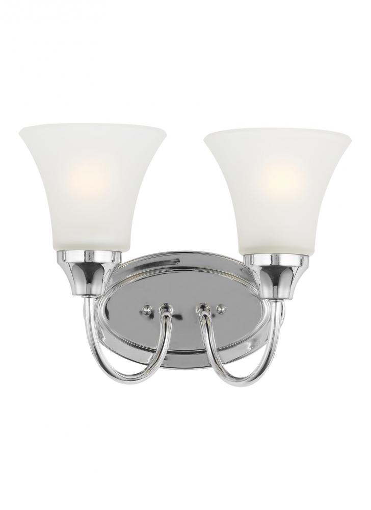 Holman traditional 2-light LED indoor dimmable bath vanity wall sconce in chrome silver finish with