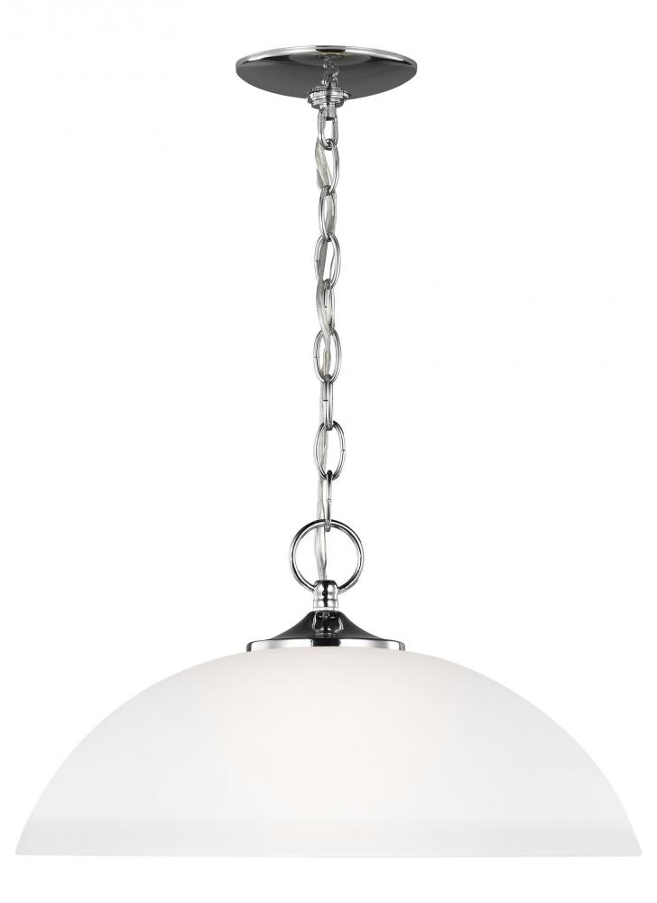 Geary transitional 1-light LED indoor dimmable ceiling hanging single pendant light in chrome silver
