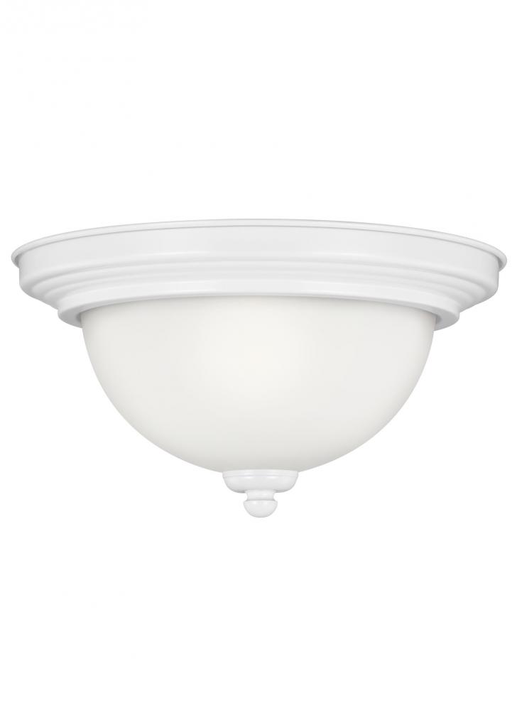 Geary transitional 1-light LED indoor dimmable ceiling flush mount fixture in white finish with sati