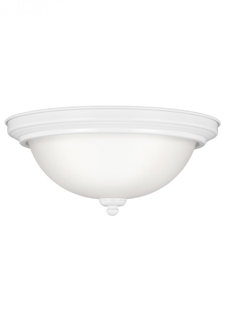 Geary transitional 2-light LED indoor dimmable ceiling flush mount fixture in white finish with sati