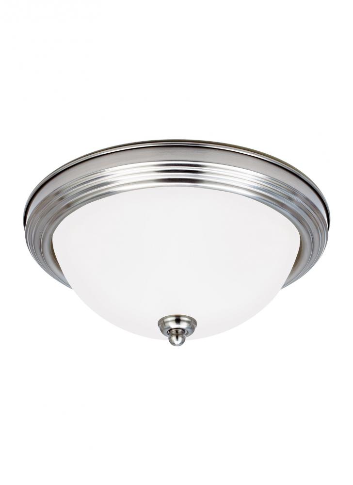 Geary transitional 3-light LED indoor dimmable ceiling flush mount fixture in brushed nickel silver