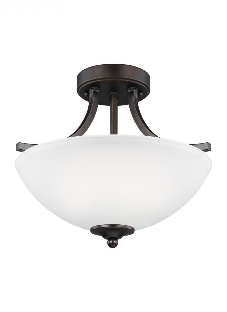 Geary transitional 2-light LED indoor dimmable ceiling flush mount fixture in bronze finish with sat