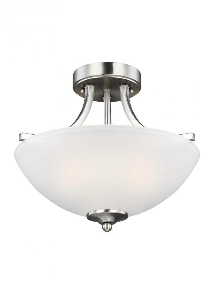 Geary transitional 2-light LED indoor dimmable ceiling flush mount fixture in brushed nickel silver