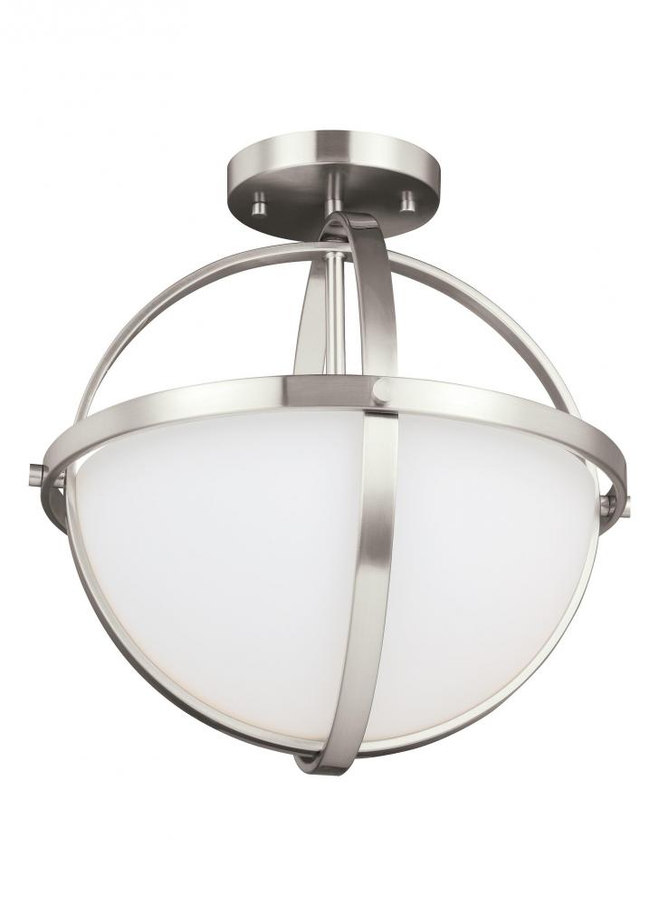 Alturas contemporary 2-light LED indoor dimmable ceiling semi-flush mount in brushed nickel silver f