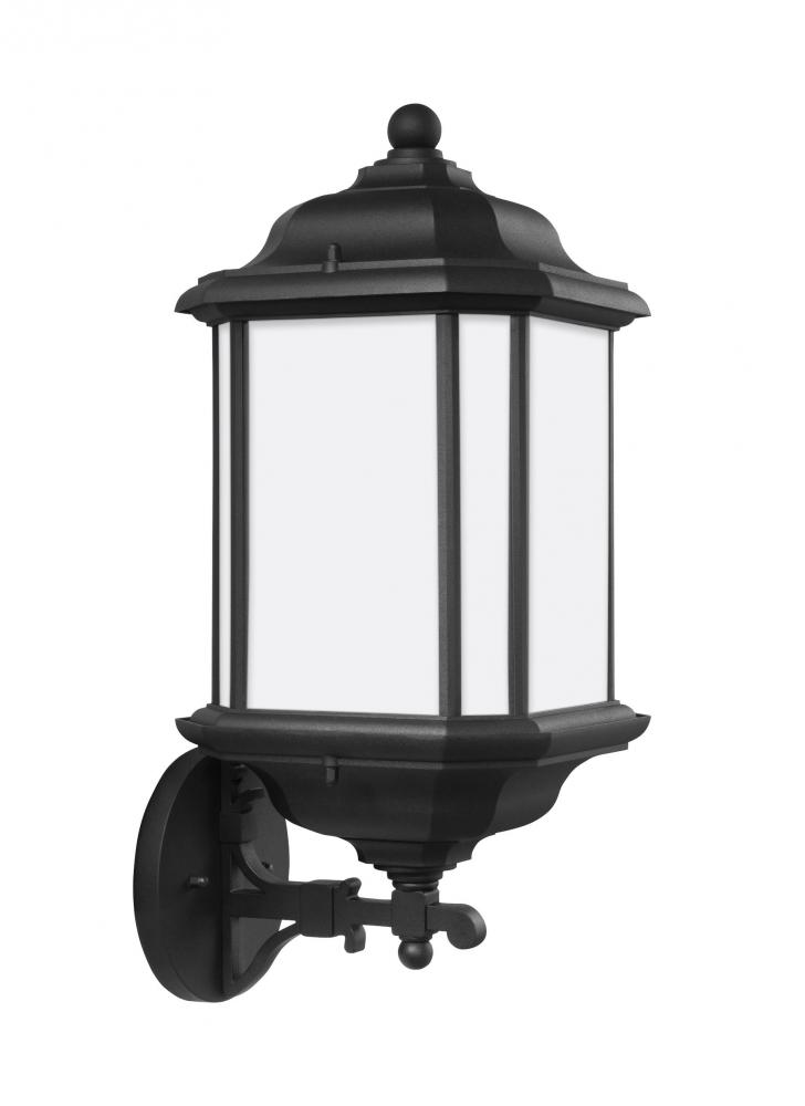 Kent traditional 1-light LED outdoor exterior large uplight wall lantern sconce in black finish with