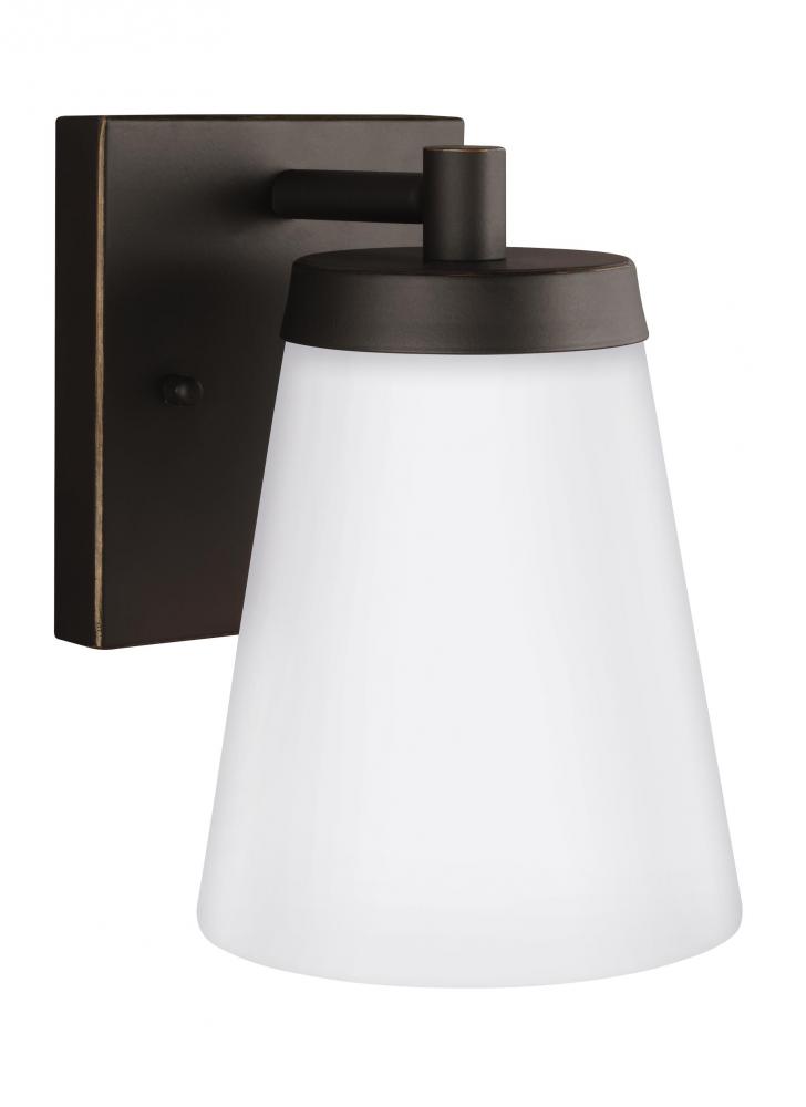 Renville transitional 1-light LED outdoor exterior small wall lantern sconce in antique bronze finis