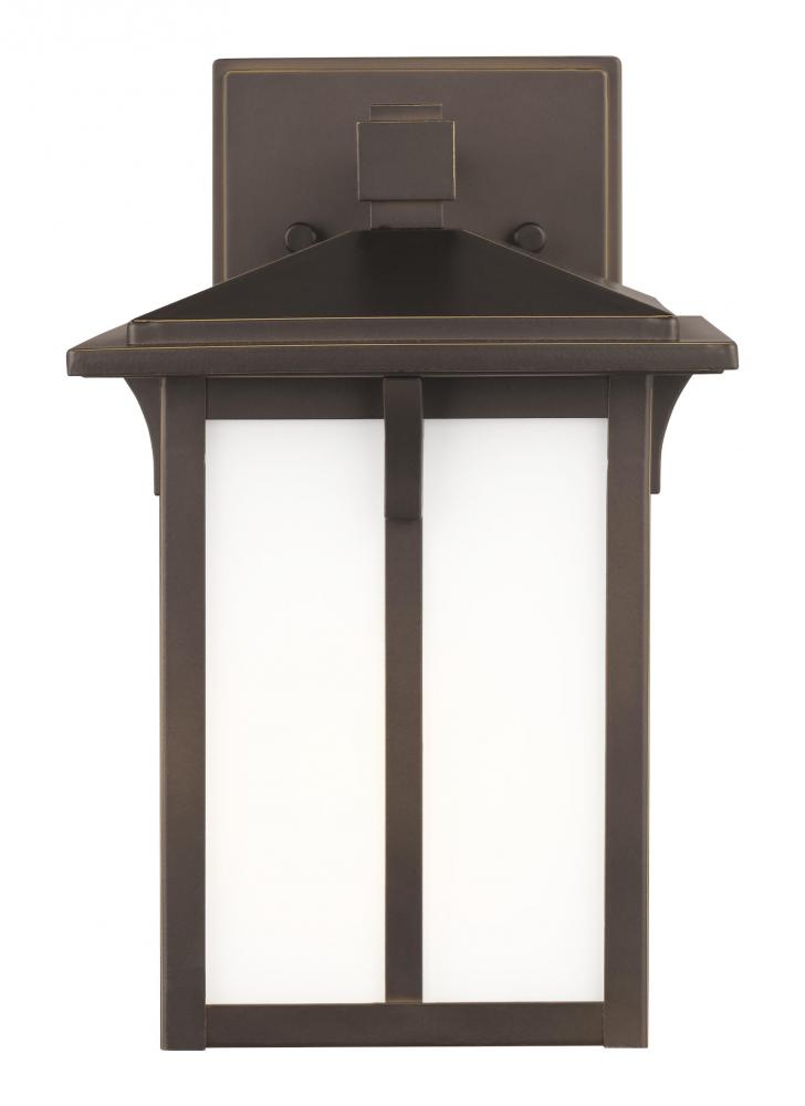 Tomek modern 1-light LED outdoor exterior small wall lantern sconce in antique bronze finish with et