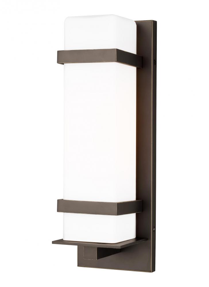 Alban modern 1-light LED outdoor exterior medium square wall lantern sconce in antique bronze finish