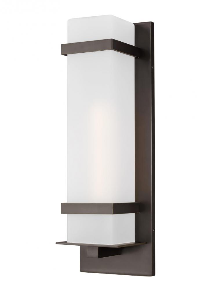 Alban modern 1-light LED outdoor exterior large square wall lantern sconce in antique bronze finish