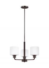  3128803EN3-710 - Canfield modern 3-light LED indoor dimmable ceiling chandelier pendant light in bronze finish with e