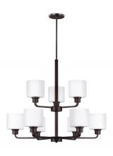  3128809EN3-710 - Canfield modern 9-light LED indoor dimmable ceiling chandelier pendant light in bronze finish with e