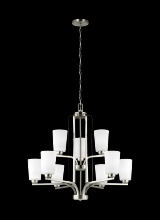  3128909EN3-962 - Franport transitional 9-light LED indoor dimmable ceiling chandelier pendant light in brushed nickel