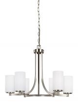  3139106EN3-962 - Hettinger transitional 6-light LED indoor dimmable ceiling chandelier pendant light in brushed nicke