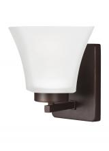  4111601EN3-710 - Bayfield contemporary 1-light LED indoor dimmable bath vanity wall sconce in bronze finish with sati