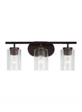  41172-710 - Oslo dimmable 3-light wall bath sconce in a bronze finish with clear seeded glass shade