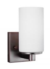  4139101-710 - Hettinger transitional 1-light indoor dimmable bath vanity wall sconce in bronze finish with etched