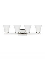  4411604EN3-05 - Bayfield contemporary 4-light LED indoor dimmable bath vanity wall sconce in chrome silver finish wi