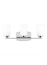  4428903EN3-05 - Franport transitional 3-light LED indoor dimmable bath vanity wall sconce in chrome silver finish wi