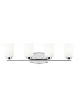  4428904EN3-05 - Franport transitional 4-light LED indoor dimmable bath vanity wall sconce in chrome silver finish wi