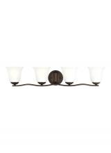  4439004EN3-710 - Emmons traditional 4-light LED indoor dimmable bath vanity wall sconce in bronze finish with satin e