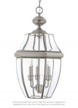 6039EN-965 - Lancaster traditional 3-light LED outdoor exterior pendant in antique brushed nickel silver finish w