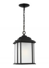  60531EN3-12 - Kent traditional 1-light LED outdoor exterior ceiling hanging pendant in black finish with satin etc